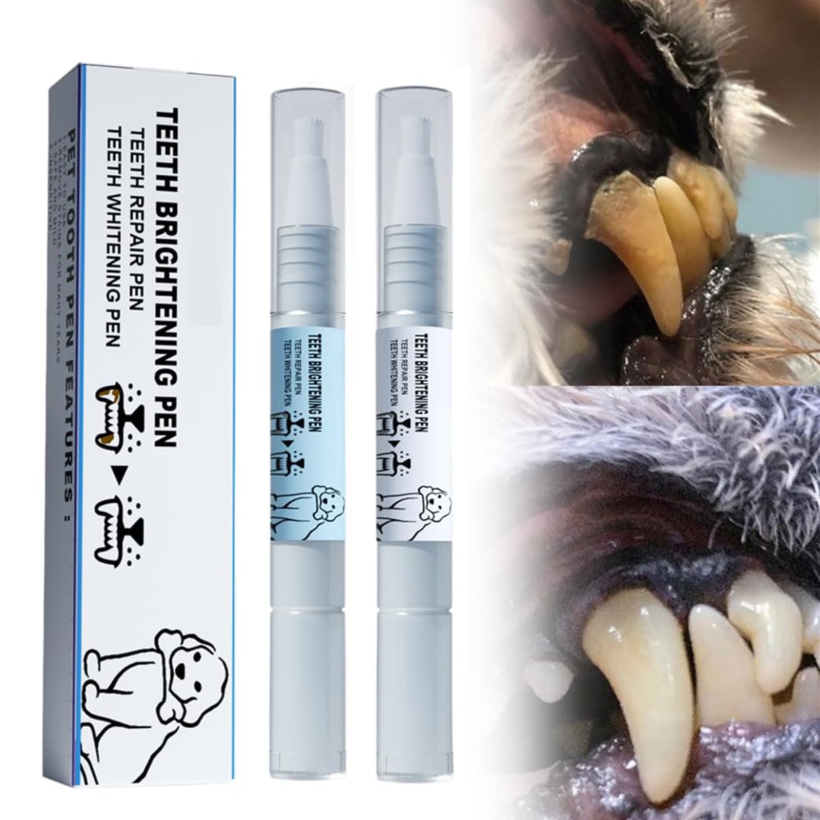 Pet Toothbrush Pen, Upgrade Dog Teeth Cleaning Pen Pet Teeth Repairing Kit, Cat/Dog Tooth Whitening & Cleaning Teeth Brightening Pen for Dog Cats Dental Care Fresh Breath