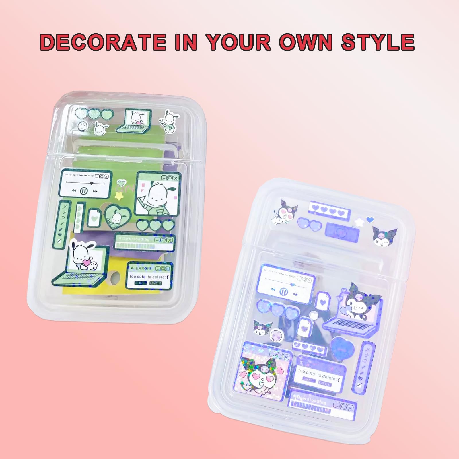 Neffliwe 2 Pack Clear Polypropylene Mini Storage Containers Box for Kpop Photocard Sleeves Sticker Organizer Case with Lid for Lomo Cards Craft Stickers (3.2" W x 4.8L x 2" H)