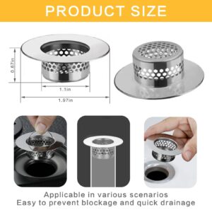 Bathroom Sink Drain Strainer, Stainless Steel Strainers for Kitchen and Bathtub Drain Hair Catcher, Fits Holes 1.25" to 1.60" - Durable Drain Filters for Sinks, Showers, and RVs(3-Pack)