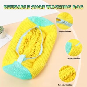 2Pcs Shoe Washing Machine Bag，Reusable Shoe Laundry Bag for Washer and Dryer，Shoe Cleaning Bag for Tennis Canvas Sport Shoes-Yellow