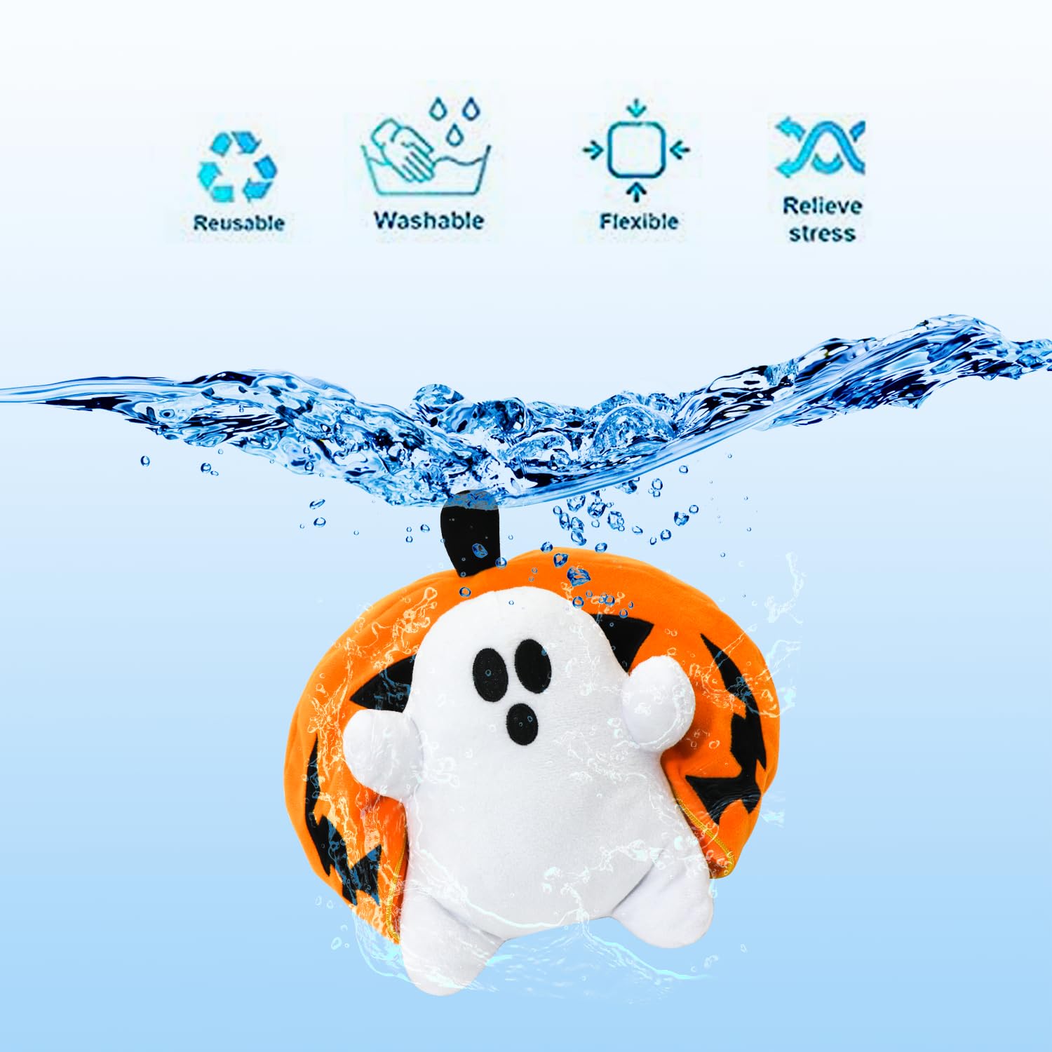 GYNAKJ Halloween Pumpkin Ghost Plush Toy with Zipper – Cute Jack-o’-Lantern Ghost Pillow Decoration – Soft and Cuddly for Boys and Girls Plush Toy