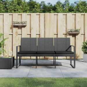 everstro 3-seater patio bench with cushions dark gray pp rattan,3seater patio bench: durable and comfortable outdoor seating garden furniture, outdoor seating