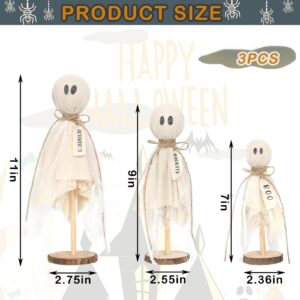 DNCHGOYA Halloween Ghost Decor Kit Table 3Pcs Halloween Ghosts on Wooden Stand for Table Centerpieces Halloween Party Decorations Spooky Ghost Crafts