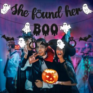 She Found Her Boo Banner Halloween Bachelorette Banner Halloween Bridal Shower Decorations Ghost Bats Spooky Theme Boochelorette Bridal Shower Engagement Wedding Party Supplies