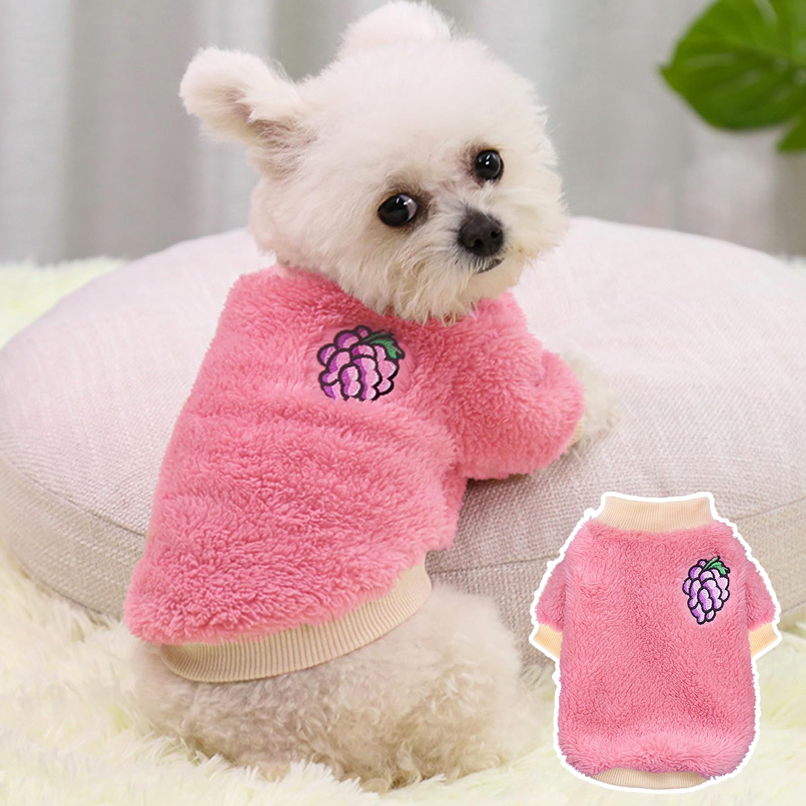 2 Pieces Puppy Sweater Dog Sweater for Small Girl Dogs Girl Dog Clothes Winter Warm Fleece Chihuahua Clothes Cute Style Dog Clothes Thick Pet Clothing (X-Small)