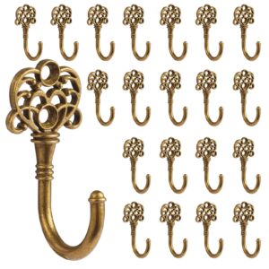 xhipy 20 pcs vintage metal wall hooks, bohemian wall hooks, decorative wall hooks with screws for hanging coffee cups, clothes, hats, bags, keys and room decorations（bronze）