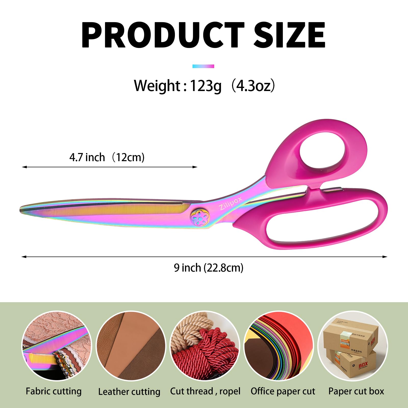 Fabric Scissors for Cutting Clothes - 9" Professional Titanium Coated Forged Stainless Steel Heavy Duty Sharp Scissors for Sewing Crafting Dressmaking,Leather,Paper (Purple Pink)