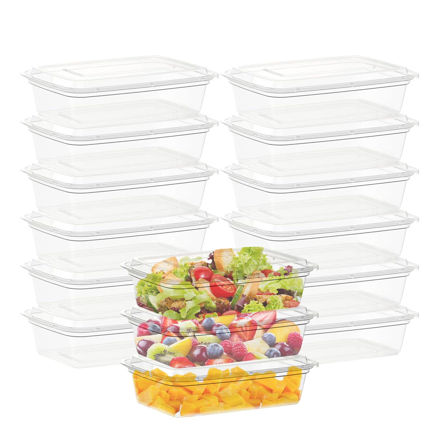 Goiio Meal Prep Containers, 50 Pack 22OZ Food Storage Containers With Lids, Reusable Food Prep Containers, To Go Containers, Stackable, Microwave, Dishwasher, Freezer Safe