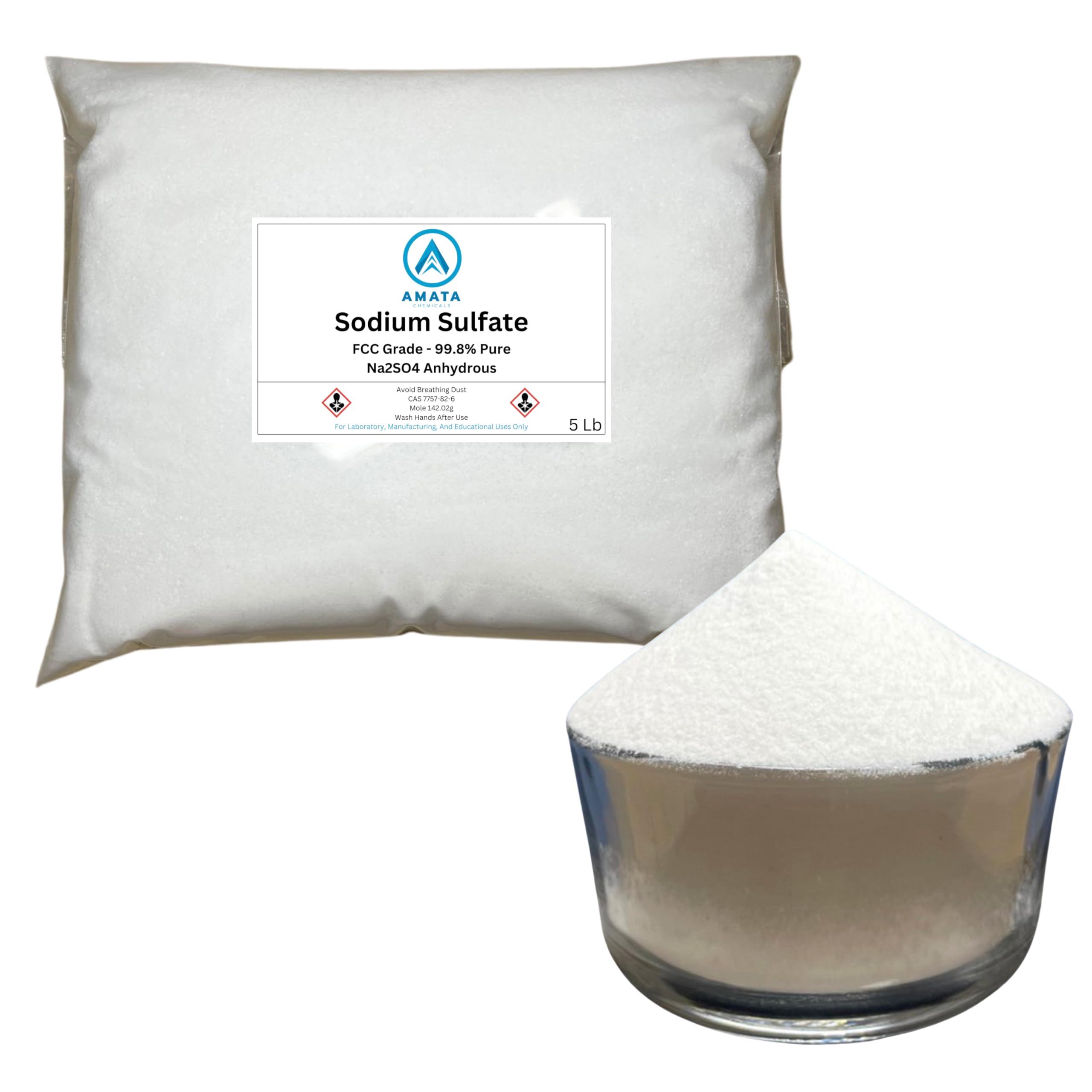 Sodium Sulfate, FCC Grade 99.8% Pure, 2 X 5lb Bags