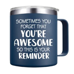 abledn christmas gifts for men - sometimes you forget you're awesome inspirational coffee mug, cool birthday gifts for men, him, husband, dad, brother, guy, boyfriend - 14oz navy blue