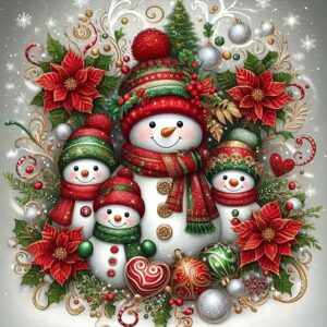 shicernhj 5d diamond painting kits for adults,christmas snowman family diamond art kits for adults beginner,diy full round drill diamond dots gem art kits for adults,home wall decor 12 x 12inch