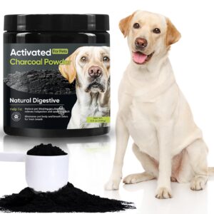 grocerycentre activated charcoal for dogs & cats, natural & powerful charcoal powder support upset stomach, gas relief, digestive & liver support for all pets