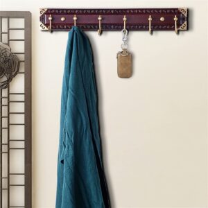 GOJUSLN Clothes-hat Rack Chinese Wall-Mounted Coat Rack Coat Hook Creative Clothes Hat Hook Wall Coat Hook Hanger 20 Inches Long (6 Hooks) Cloak Rack(B)