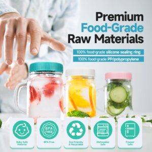 【12 Piece】Regular Mouth Mason Jar Lids, Multi Color Plastic Lids for Mason Jars with Silicone Rings for Ball, Kerr and More, Thickened Leak-Proof Canning Lids Regular Mouth