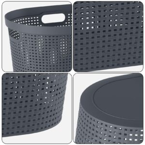 Zerdyne 40 L Plastic Clothes Laundry Basket, 4-Pack Plastic Laundry Hamper with Cutout Handle, Gray