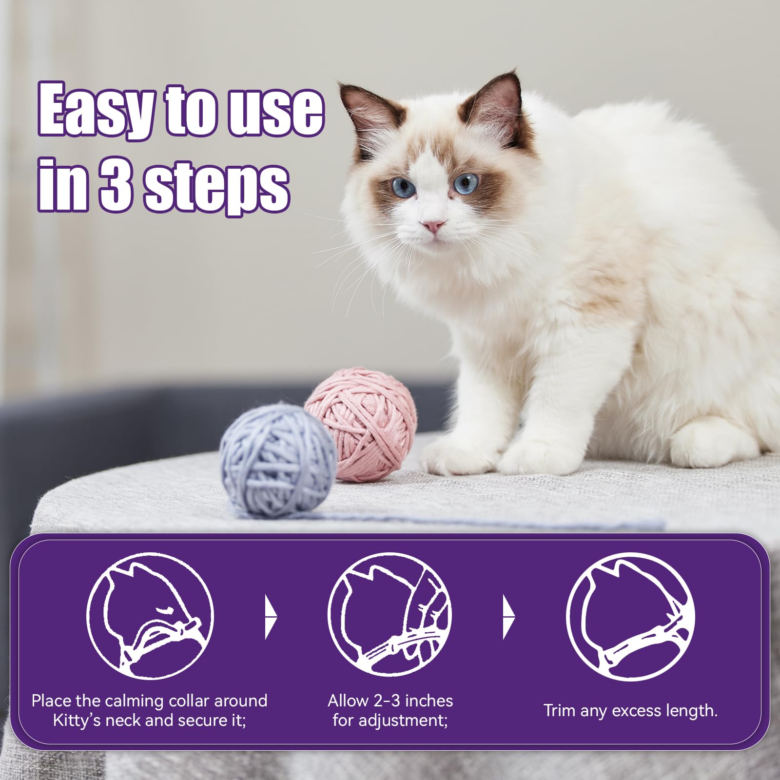 EON SNUGGLEMATES Calming Collar for Cats, Long-Lasting Pheromone Collar Helps Calm Cats for 30 Days, Reduces Stress, Helps Calm Cats from Anxiety, Loud Noises, and Separation, 1 Count (Purple)