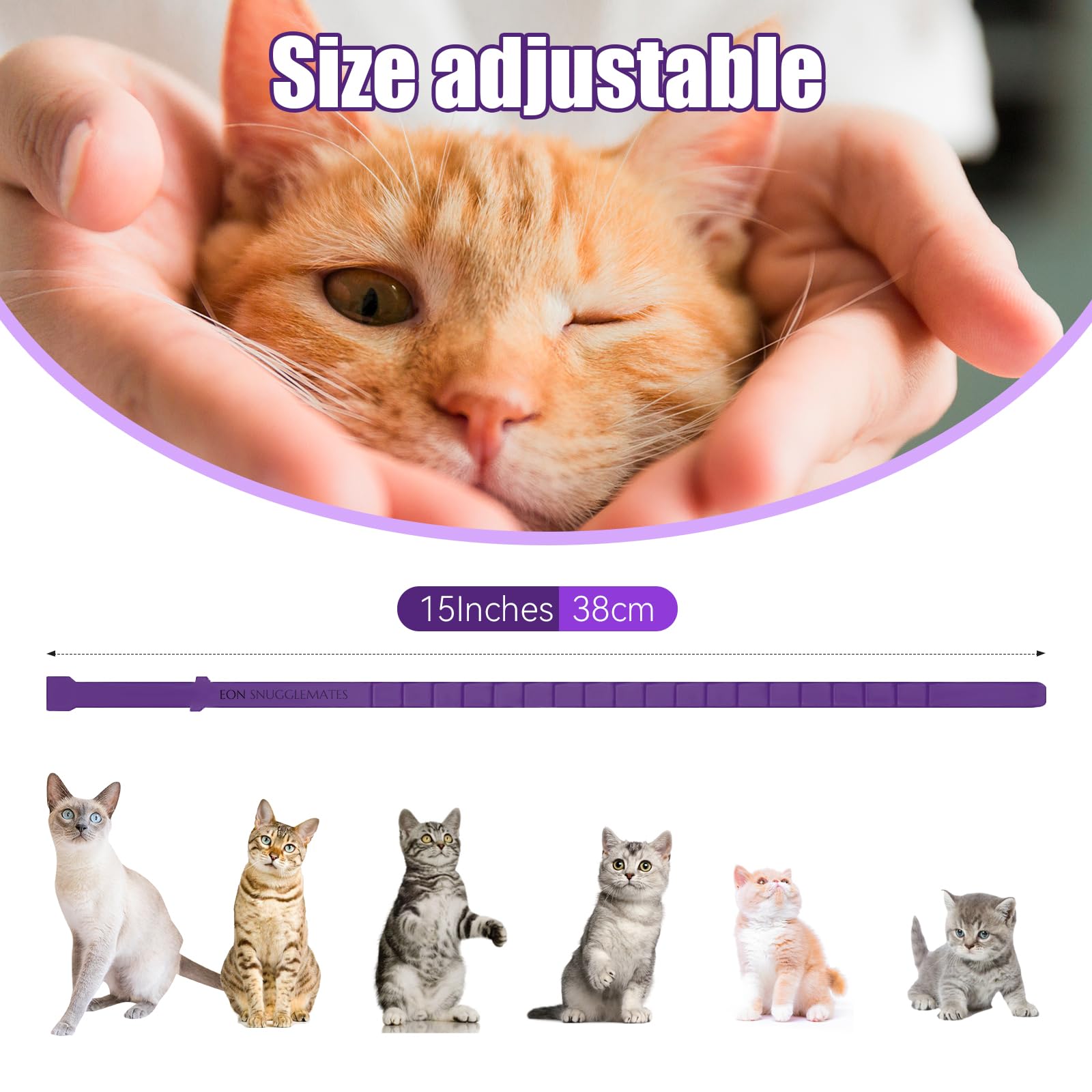 EON SNUGGLEMATES Calming Collar for Cats, Long-Lasting Pheromone Collar Helps Calm Cats for 30 Days, Reduces Stress, Helps Calm Cats from Anxiety, Loud Noises, and Separation, 1 Count (Purple)