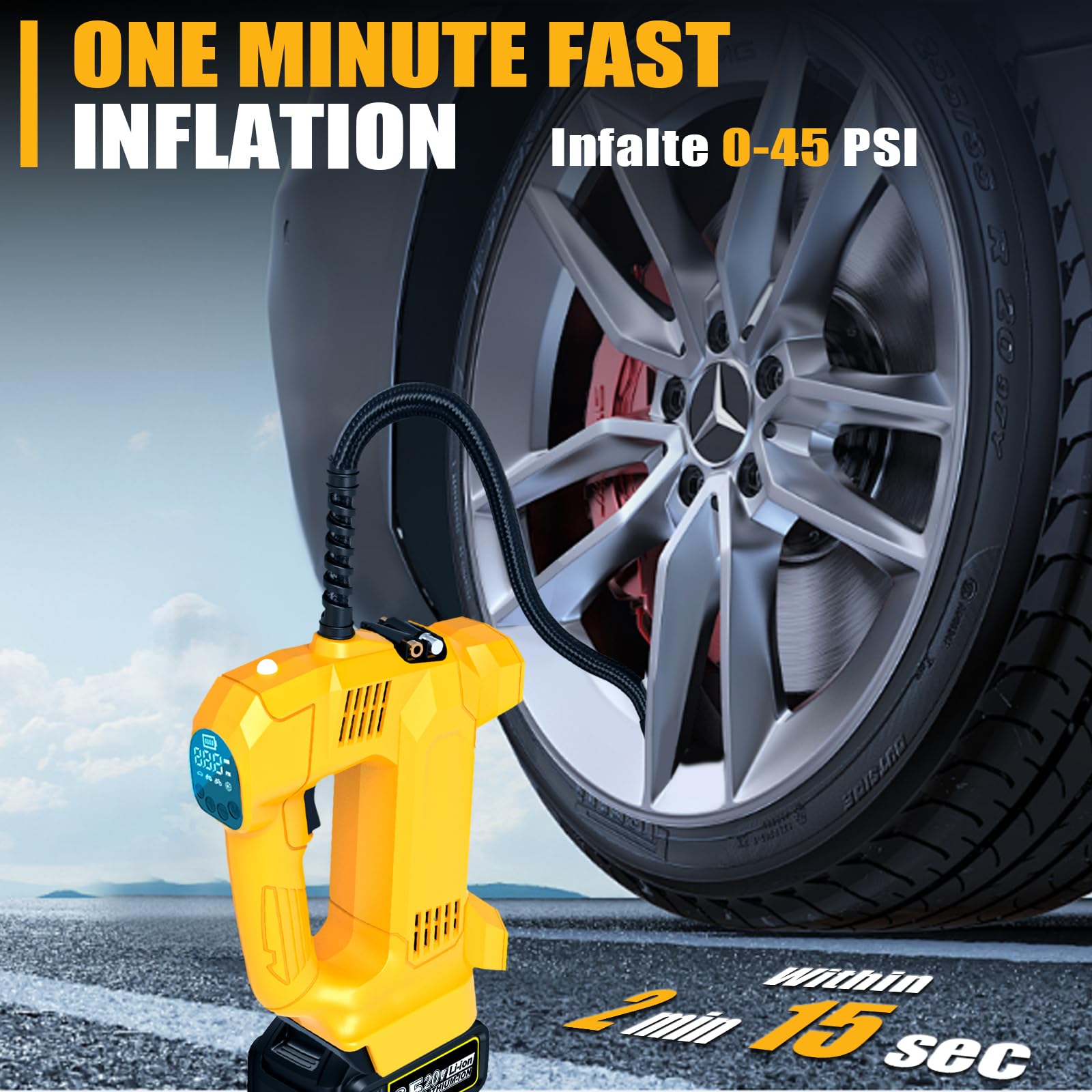 Tire Inflator for DEWALT 20V 60V MAX Battery, Portable Air Compressor Auto Tire Pump with Digital Pressure Gauge 150PSI for Car, Truck, Bikes, Ball (Tool Only, NO Battery)