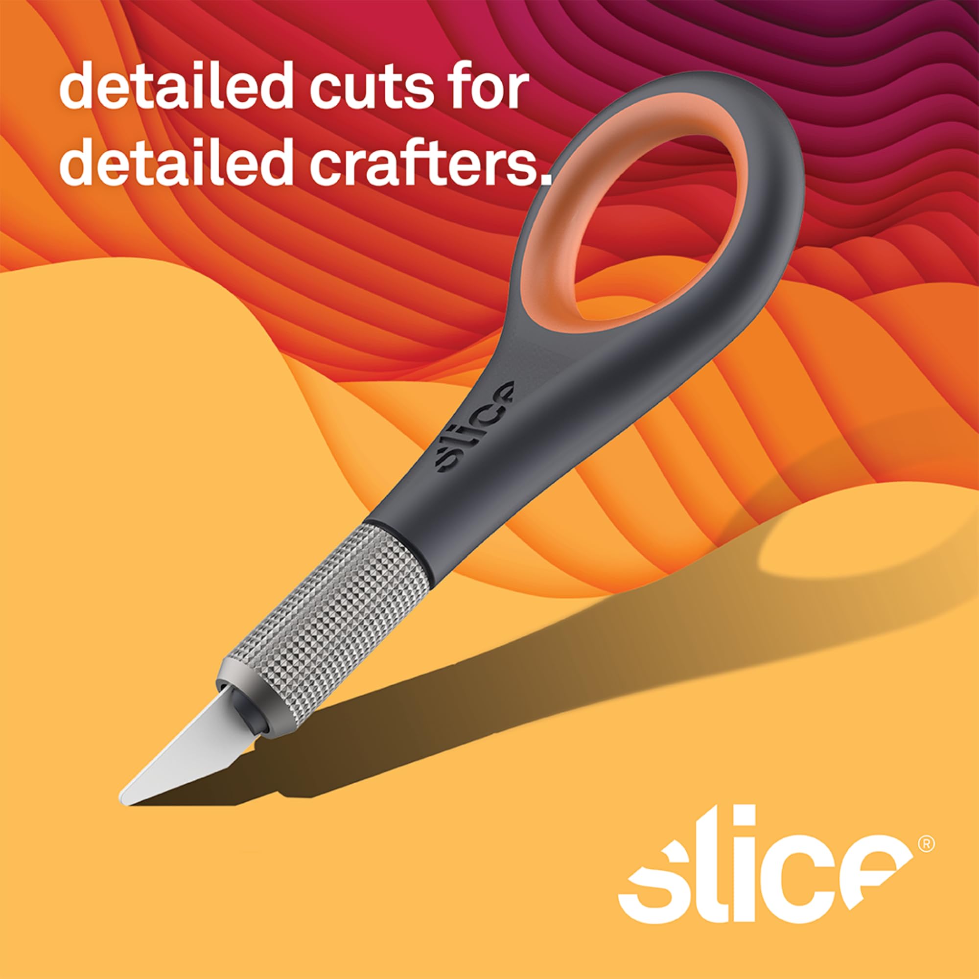 Slice Precision Knife | Finger Grip for Precision and Control | Safe Ceramic Blade Lasting 11x Longer than Metal | 2 Pack