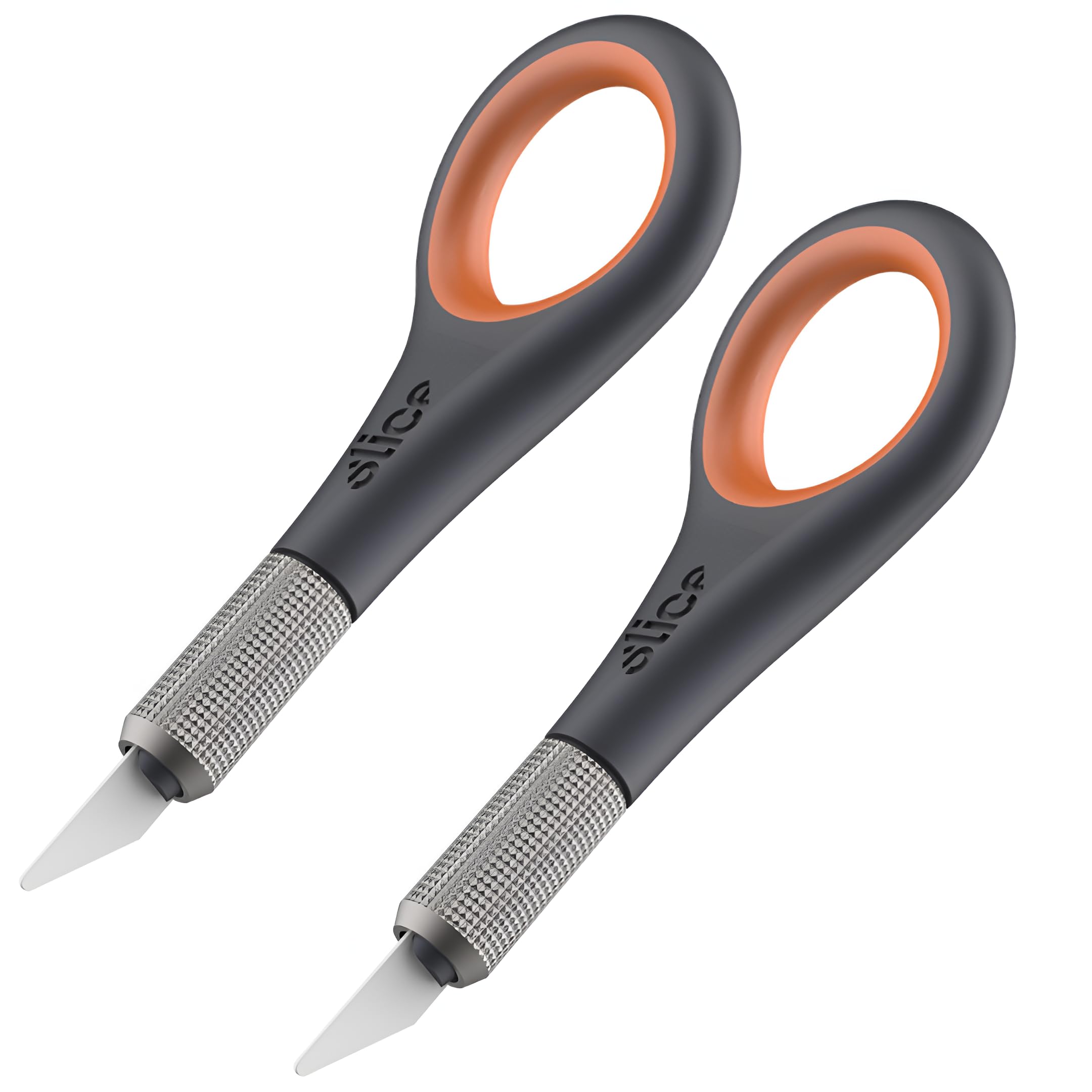 Slice Precision Knife | Finger Grip for Precision and Control | Safe Ceramic Blade Lasting 11x Longer than Metal | 2 Pack