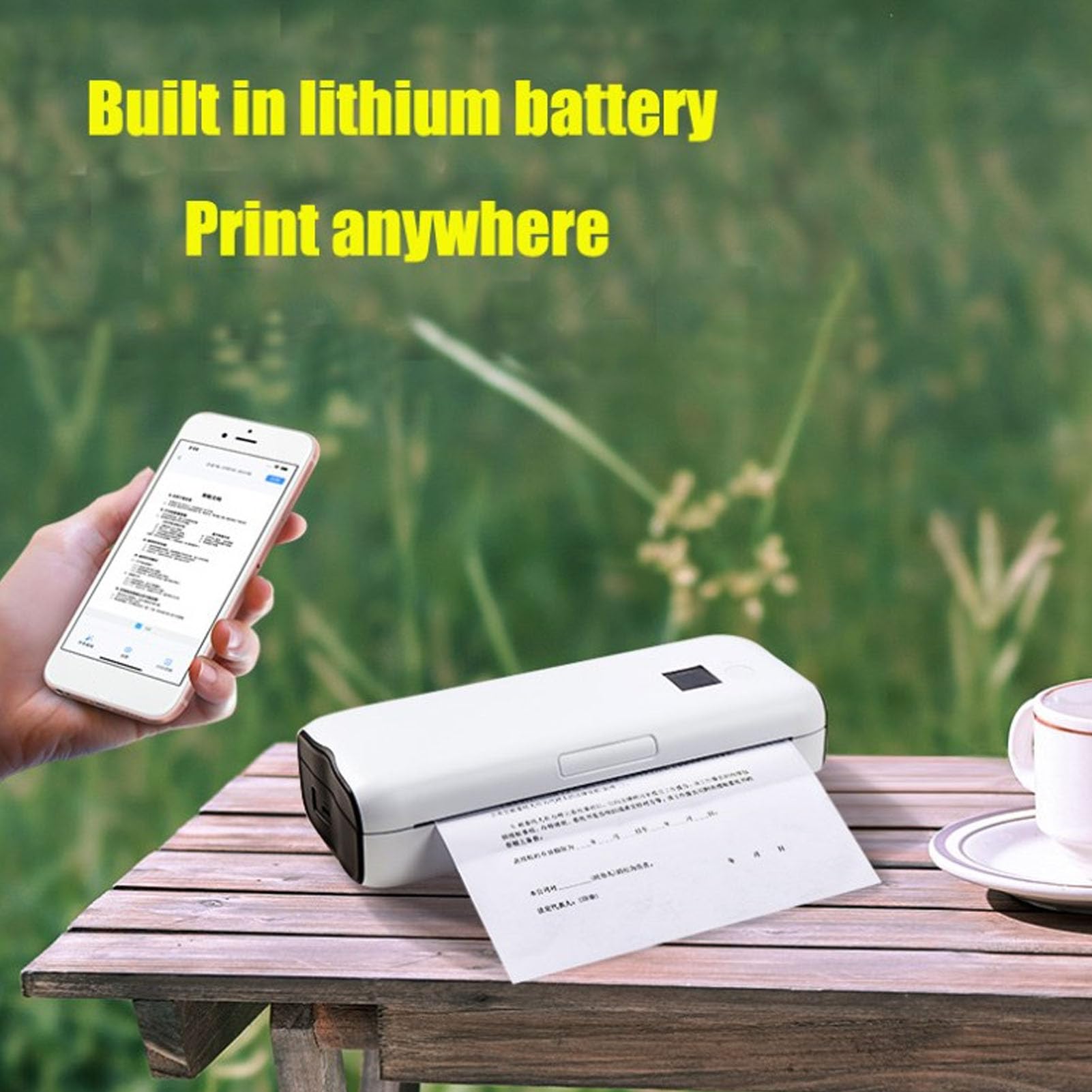 Yunseity Portable Printer, Inkless Printing, Versatile Use, BT Connection, Portable Printer for iOS and for Android, A4 Thermal Printer, Rechargeable