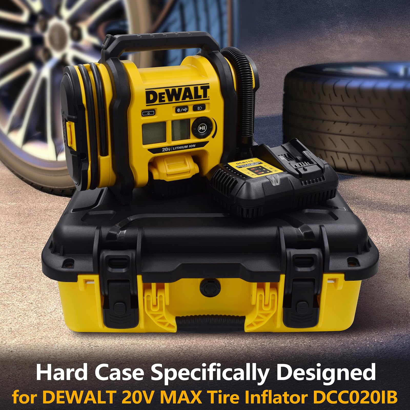 Air Compressor Case for DEWALT 20V MAX Tire Inflator DCC020IB - Waterproof, Dustproof, Shockproof Air Pump Hard Storage Carrying Bag for DEWALT Tools, Battery & Charger - Case Only