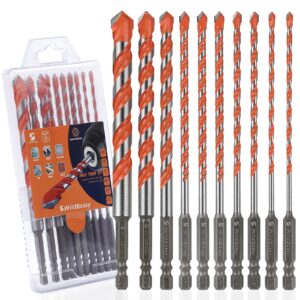 concrete carbide drill bits hex shank masonry cement tile drill bit set for glass/brick/plastic/cement/tile 5/32"-1/2" (10pcs)