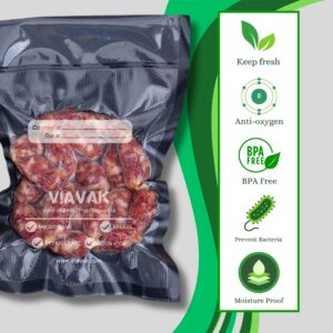 VIAVAK (11x16 Inch) Vacuum Sealer Bags for Food | 100 Clear + 20 Bonus Black | 7-Layer Commercial Grade, BPA-Free, Writable Surface for Content & Date, Heavy Duty for Food Storage & Sous Vide