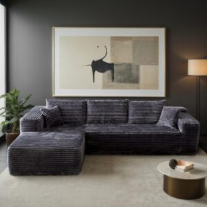 HOOOWOOO Sectional L Shaped Couch,104" Assembly Free Modern Minimalist Sofa,Extra Deep Large Sofa Couch Set,Corner Couch in A Box for Living Room(Left Chaise Gray Velvet Uphosted)