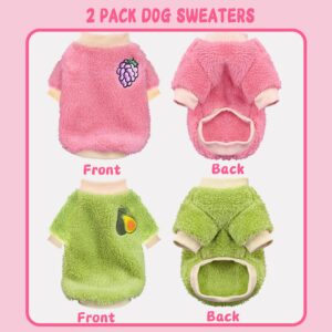 2 Pieces Puppy Sweater Dog Sweater for Small Girl Dogs Girl Dog Clothes Winter Warm Fleece Chihuahua Clothes Cute Style Dog Clothes Thick Pet Clothing (X-Small)