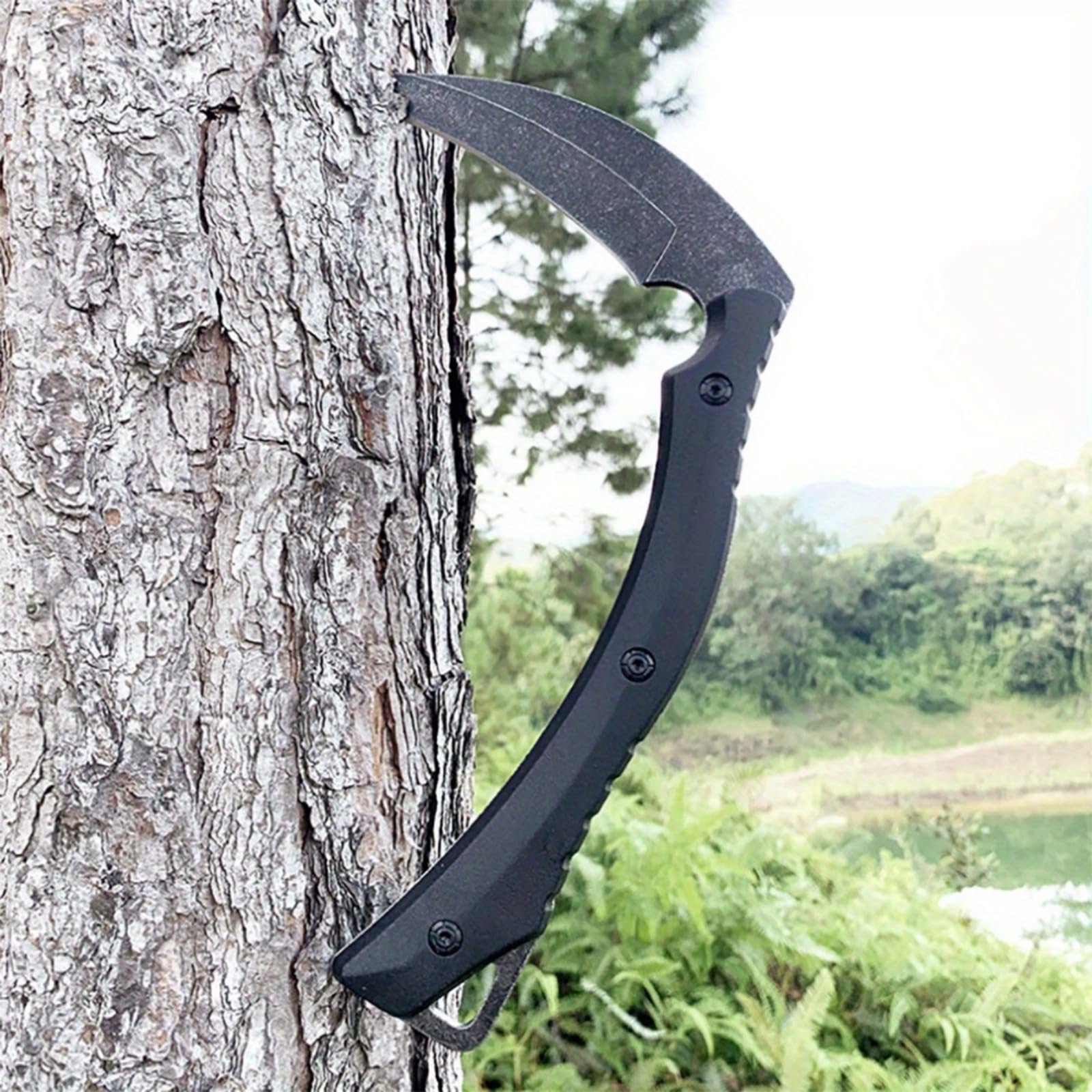 WILD TACTICAL Fixed Blade Sickle Knife, Stonewashing Full-Tang Survival Knifes for Outdoor Camping and Fishing Knives with Nylon Sheath