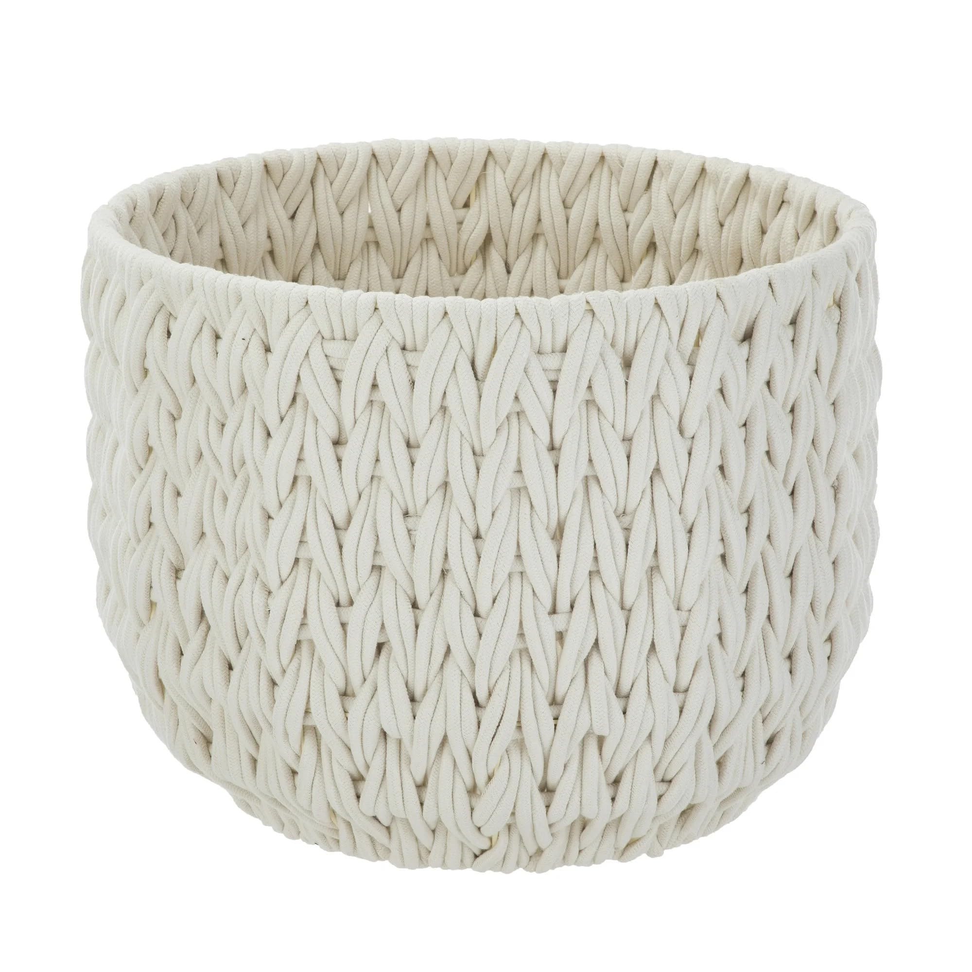 The New BH&G Extra Large White Woven Rope Decorative Storage Basket