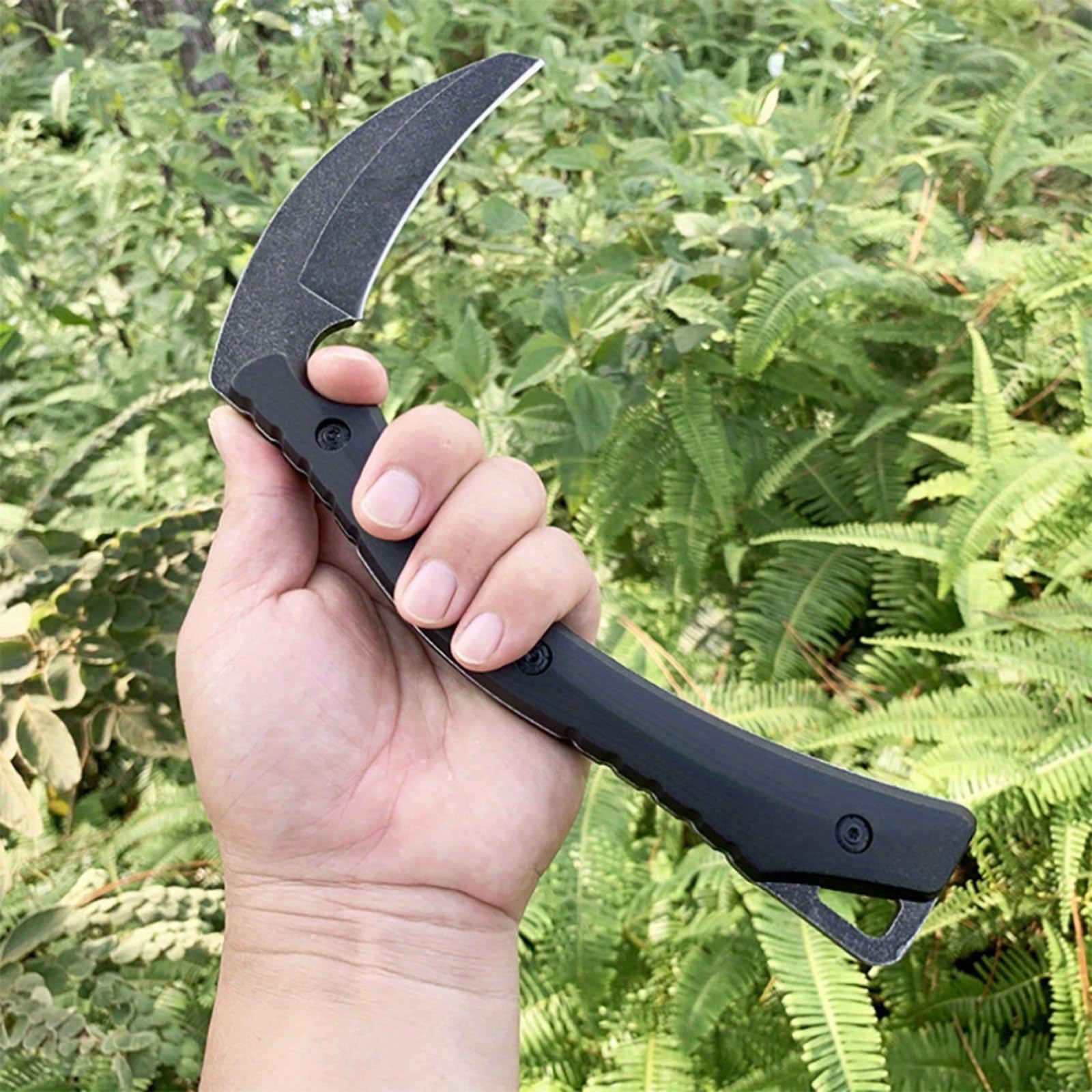 WILD TACTICAL Fixed Blade Sickle Knife, Stonewashing Full-Tang Survival Knifes for Outdoor Camping and Fishing Knives with Nylon Sheath