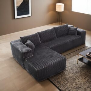 HOOOWOOO Sectional L Shaped Couch,104" Assembly Free Modern Minimalist Sofa,Extra Deep Large Sofa Couch Set,Corner Couch in A Box for Living Room(Left Chaise Gray Velvet Uphosted)