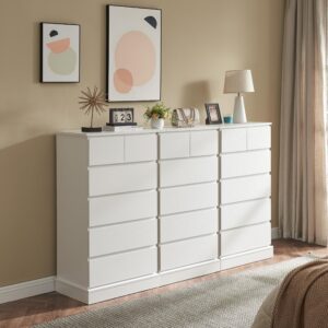 Alaxgumrol 6 Drawer Dresser for Bedroom - White Tall Dresser & Chest of Drawers, Moden Closet Dressers with Concealed Handle, Dresser Storage Cabinet for Livingroom, Hallway, Entryway