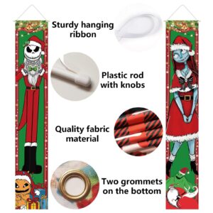 Jack Skellington Sally Banner Nightmare Before Christmas Decorations Porch Door Sign Welcome Banner Indoor Outdoor Wall Home Party Supplies