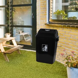 Yuright 4 Packs 13 Gallon Plastic Trash Can with Swing Lid, Kitchen Swing Top Garbage Can, Black