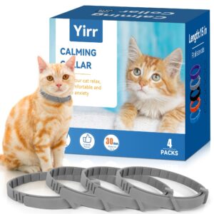 yirr calming collar for cats, cat calming collar, cat pheromone collar, cat calming collar for indoor outdoor cats, relaxing pheromone for cat relief stress anxiety fighting scratching, 4 pack(grey)