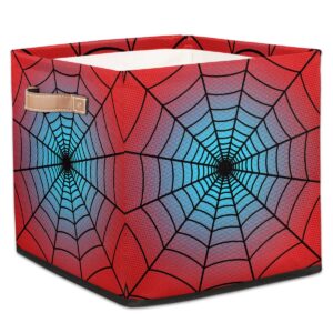 llcxcsi storage bin red spider web closet organizer bins with handles, decorative collapsible cube storage baskets for nursery shelf, clothes, toy, towel, book, 13"x 13"