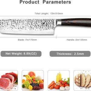 imarku Nakiri Knife, Vegetable Meat Cleaver Knife, Razor Sharp Chef Knife,7-inch SUS440A Ultimate Japanese Stainless Steel Kitchen Knife with Ergonomic Handle Gifts for Christmas