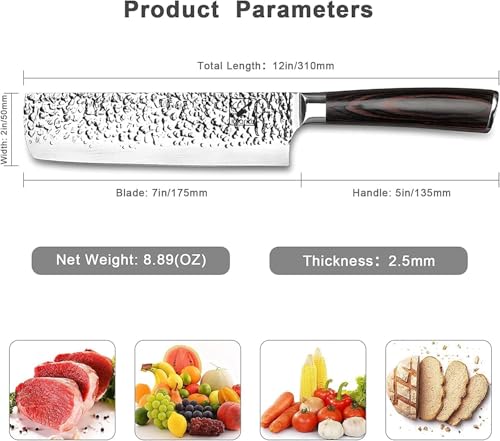 imarku Nakiri Knife, Vegetable Meat Cleaver Knife, Razor Sharp Chef Knife,7-inch SUS440A Ultimate Japanese Stainless Steel Kitchen Knife with Ergonomic Handle Gifts for Christmas