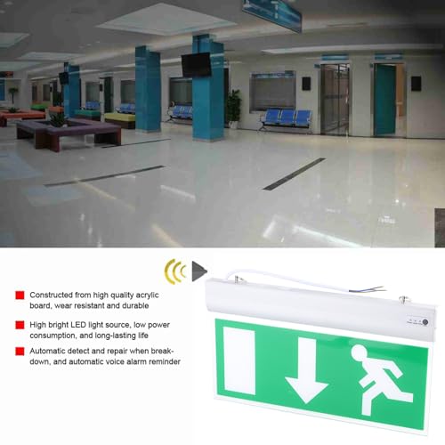 Emergency Exit Sign, LED Exit Sign, Exit Sign with Emergency Lights, Safety Indicator Lamp for Hotel Shopping Malls Supermarkets Hospital