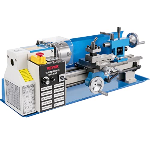 VEVOR Mini Metal Lathe, 7"x14", 550W Variable Speed 2250 RPM Metal Lathe, with 3-jaw Chuck Mini Lathe Machine Benchtop Metal Lathe Digital Display for Metal Turning