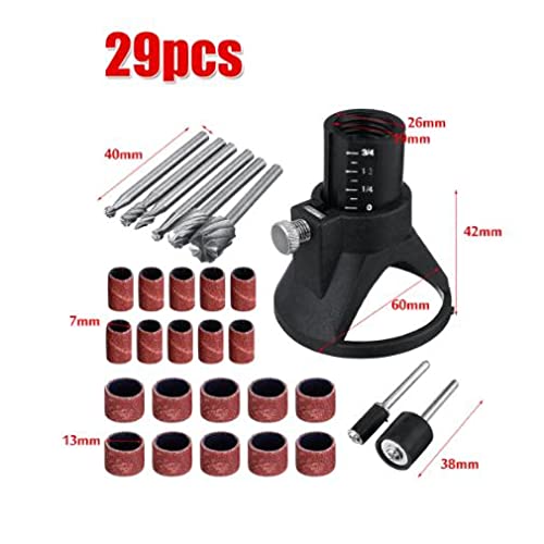 29PCS Rotary Multi Tool Cutting Guide Attachment Kit,Lots Rotary Multi Tool Cutting Guide Hss Router Drill Bits Attachment Small Electric Grinding Sandpaper Combination Accessories