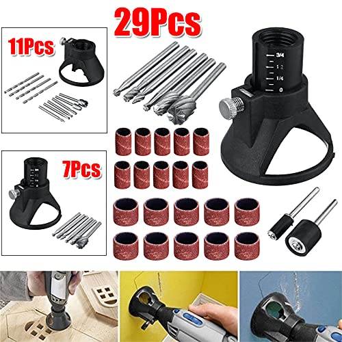 29PCS Rotary Multi Tool Cutting Guide Attachment Kit,Lots Rotary Multi Tool Cutting Guide Hss Router Drill Bits Attachment Small Electric Grinding Sandpaper Combination Accessories