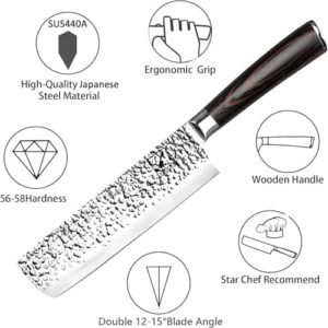 imarku Nakiri Knife, Vegetable Meat Cleaver Knife, Razor Sharp Chef Knife,7-inch SUS440A Ultimate Japanese Stainless Steel Kitchen Knife with Ergonomic Handle Gifts for Christmas