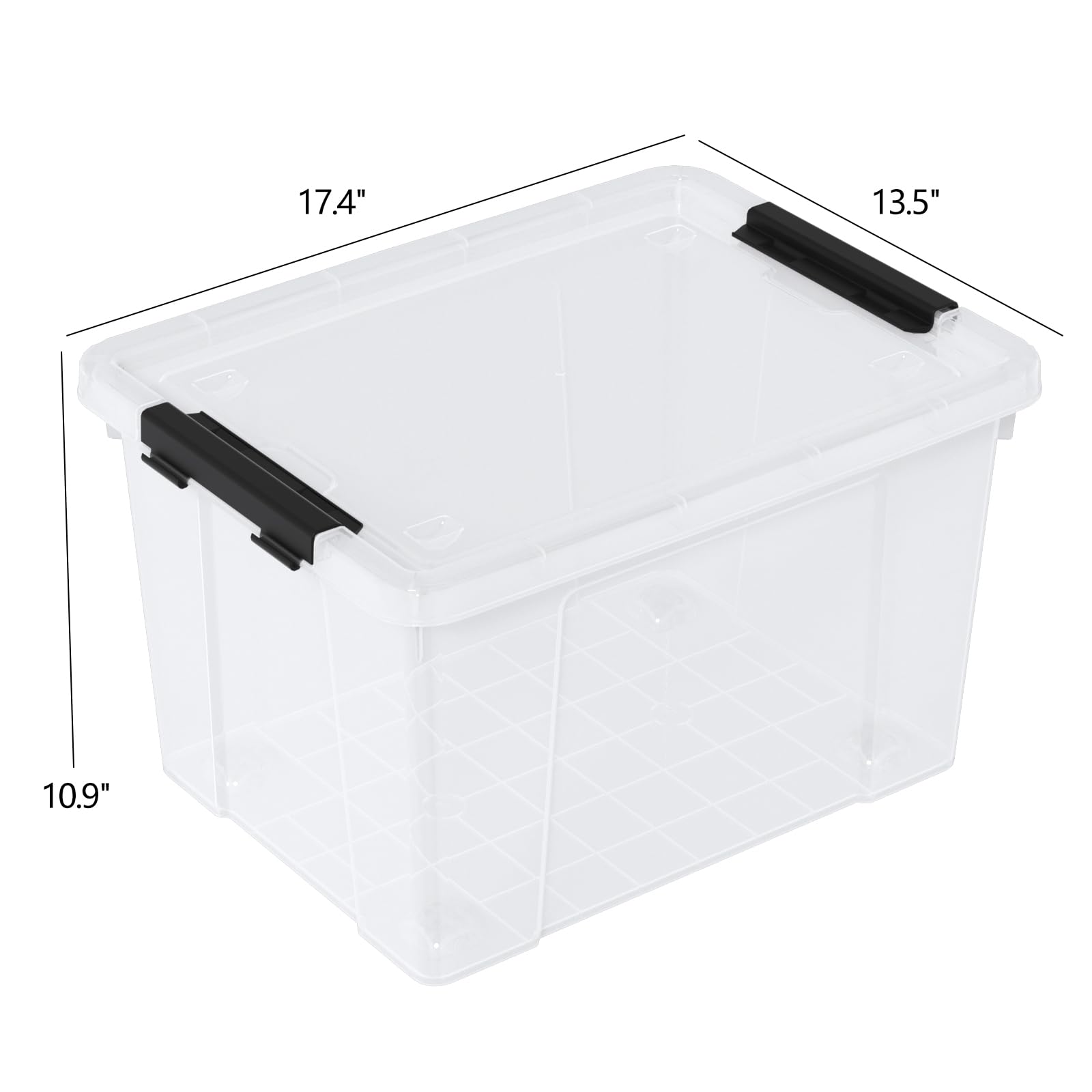 Leendines 4 Pack Plastic Lidded Storage Boxes, 34 Quart Clear Plastic Bins with Wheels