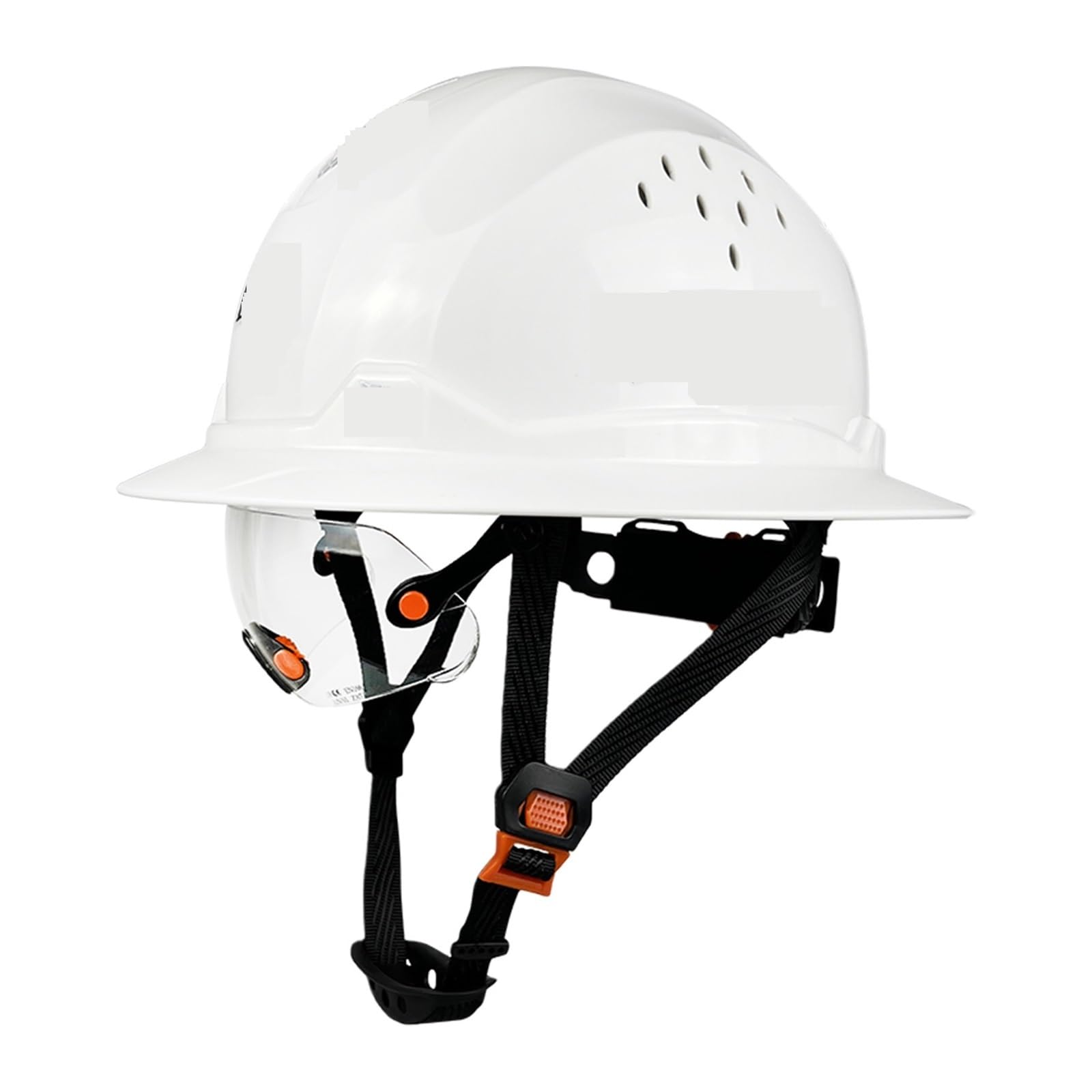 Industrial Safety Helmet Full Brim Hard Hat for Engineer Industrial Construction Work Cap Men Reflective ANSI Approved HDPE Safety Helmet with Visor(White Hat CV SRF)