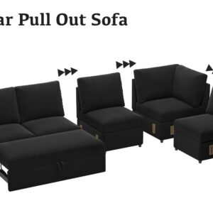 Belffin Velvet Storage Ottoman Module for Modular Sectional Sofa, Armrest Module for Sectional Sleeper Sofa Bed, Black