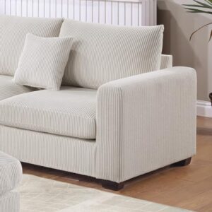 FANYE L-Shaped Sectional Sofa Couch Comfy Corduroy Upholstered Symmetrical Sofa&Couch Include Loveseats*2,Corner Wedge and Movable Ottoman for Living Room,Ivory White